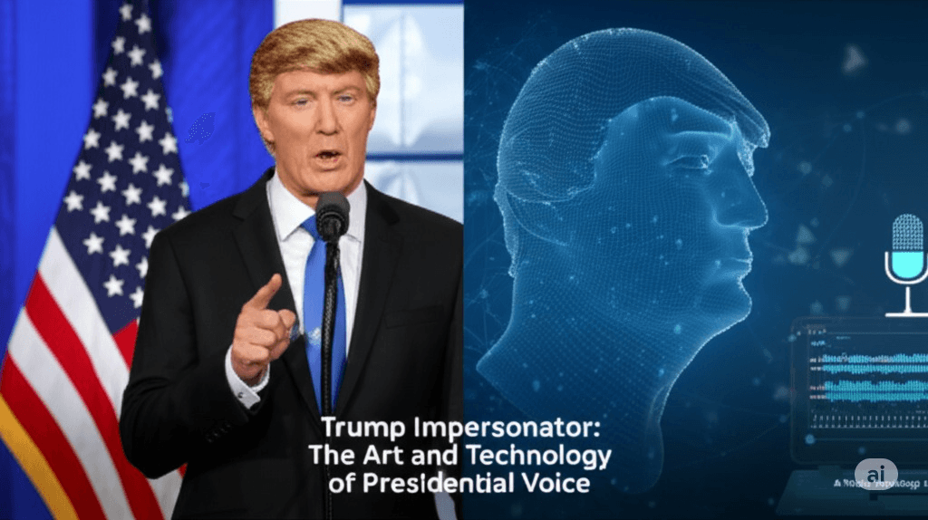 Trump Impersonator performing with distinctive gestures